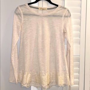 Long sleeve lace hem top